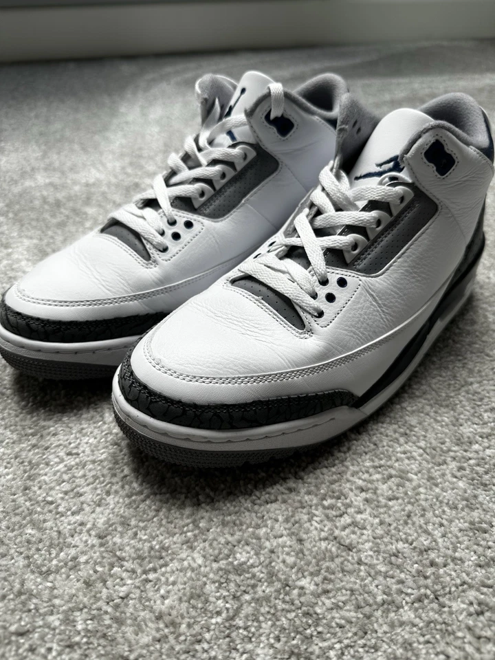 Nike Air Jordan 3 Retro "White Midnight Navy"   UK Size 9, photo 3 of 5