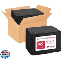 Dealmed Disposable 13.5" x 18" Dental Bibs, 2-Ply Tissue/Poly, Bu