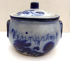 Alter Heringstopf Fischtopf mit Deckel Steingut Salzglasur Vol.0,7 Liter