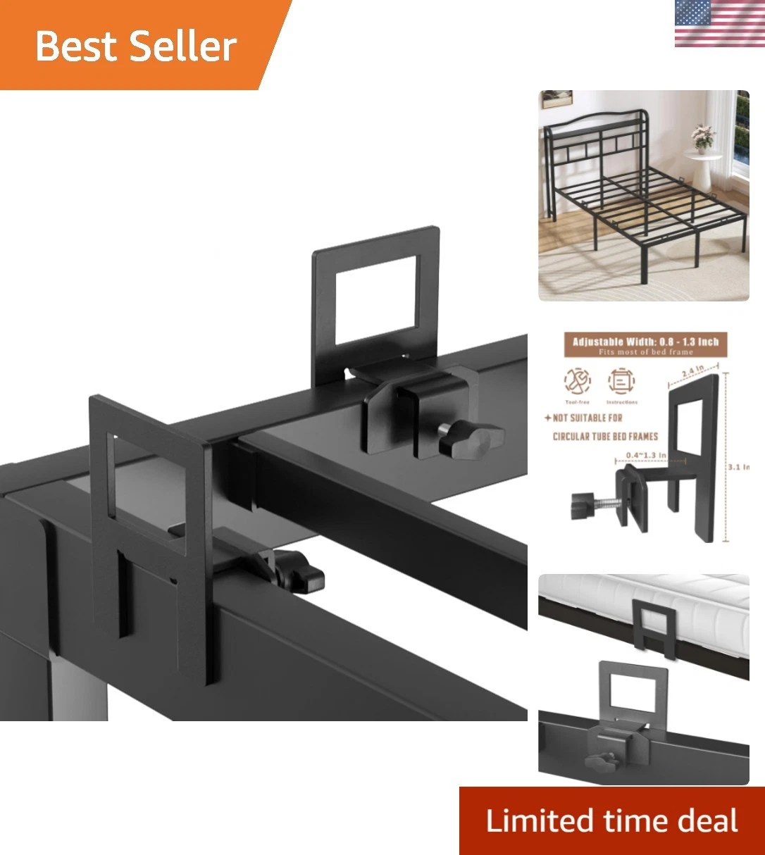 Adjustable Non Slip Mattress Gaskets for Metal Bed Frame, 6 Pcs Mattress Hold...