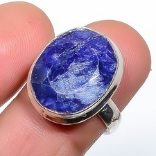 Sapphire Gemstone Band Ring Size 925 Sterling Silver
