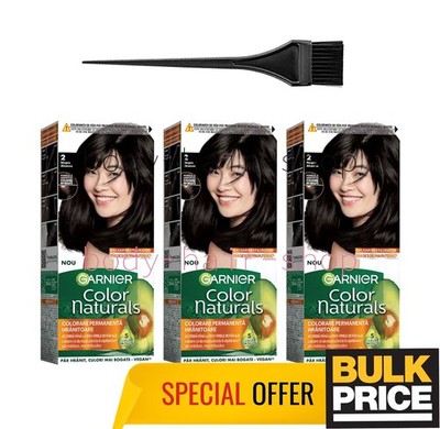 Garnier Color Naturals 2.0 Ebony Black Hair Color Cream Max Grey Coverage 3-Pack