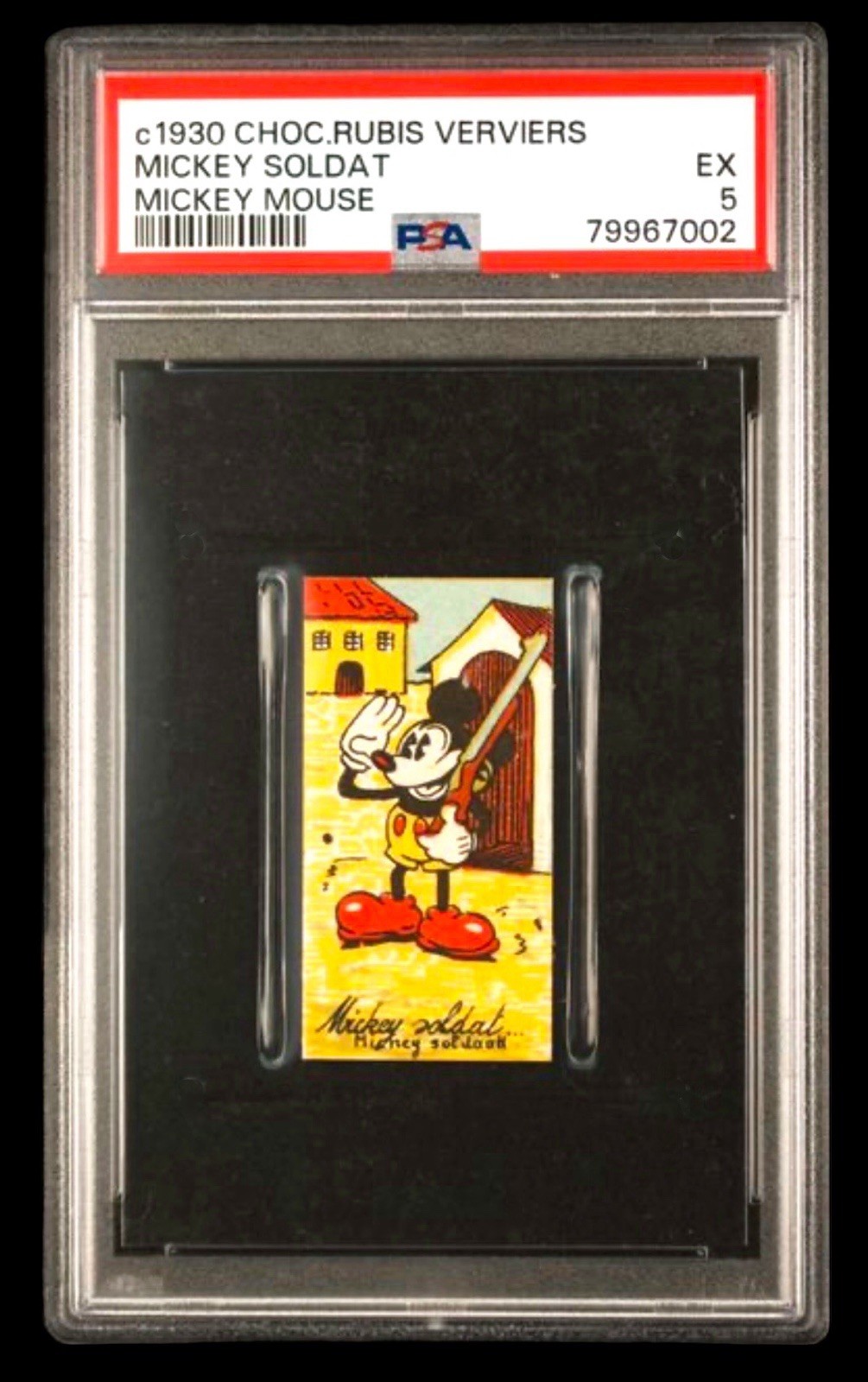 1930 choc rubis verviers #0 mickey mouse; shouldering a shotgun* SP disney PSA 5