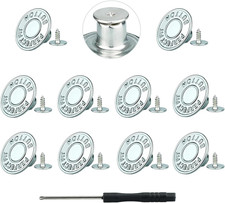 No-Sew Jeans Button Replacement Kit 10 Sets Metal Snap Tack Buttons Bronze