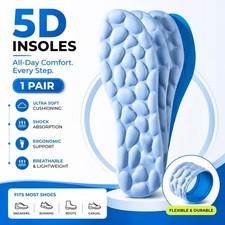 5D Memory Foam Orthopaedic Massage Insoles For Shoes Women Men UK Size 4-13