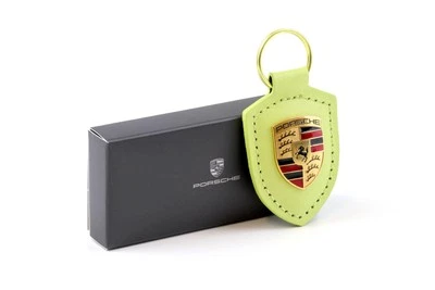 Original Porsche Wappen Schlüsselanhänger Keychain Leder Cartagena yellow WAP DE