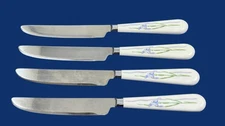 Corning SHADOW IRIS Stainless White Plastic Handle Iris - Set of 4 Dinner Knives