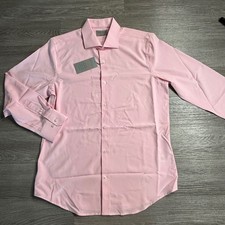 Perry Ellis Portfolio Performance Tech Slim Fit Dress Shirt Pink Mens M 15-15.5