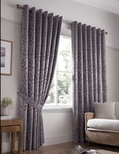 Pair of Curtains Silver Grey 66 x 90 inch Tivoli Eyelet RRP £60 2NDS RETURNS 391