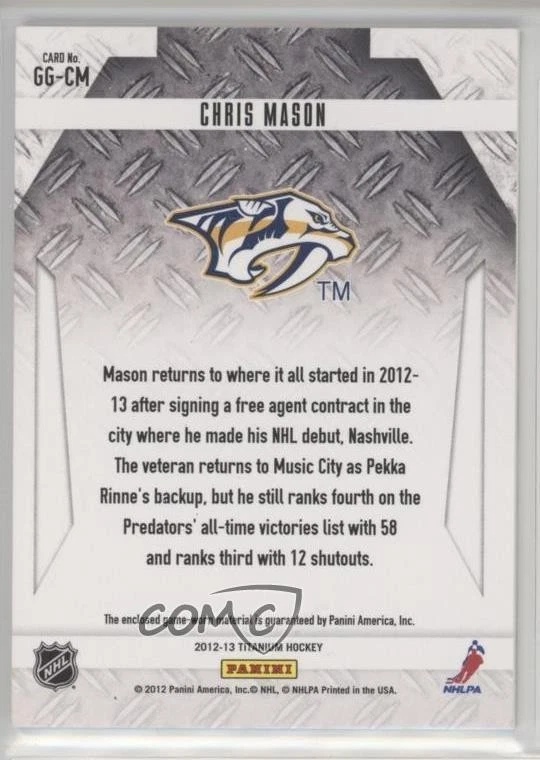2012-13 Panini Rookie Anthology Titanium Game Worn Gear Chris Mason #GG-CM - Image 2 of 2