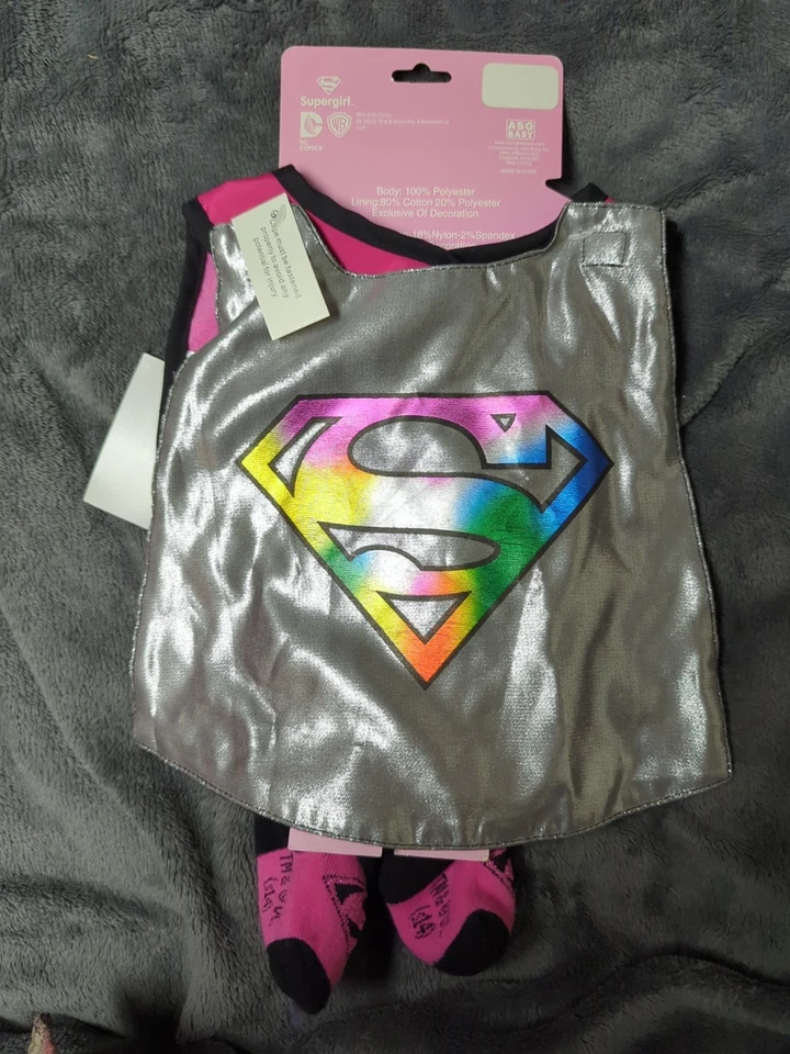 DC Supergirl Bebé Con Capa Babero y Botín Conjunto Recién Nacido Bebé Niña Nuevo Foto 3 de 4