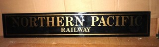 Northern Pacific Railway Antique Jalousie Glass Sign