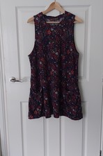 Psych Pinafore Floral Dress Blue Red White Boho Hobo Groovy A Line Retro 