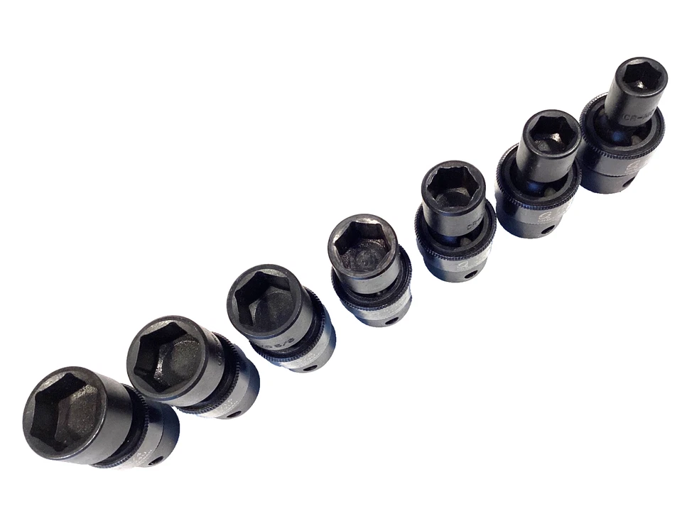 Sunex 7 Piece SAE Shallow Swivel Impact Socket Set Cornwell Snap Latch Case 3655 - Image 4 of 4