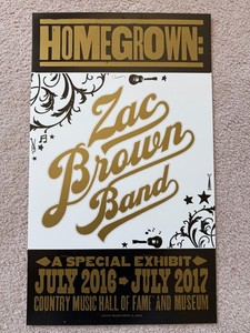 COUNTRY MUSIC POSTER - NASHVILLE - ZAC BROWN  BAND- 2016 - ORIGINAL -  13" X 22"