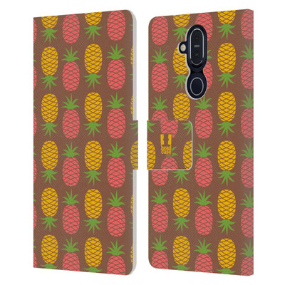 HEAD CASE DESIGNS PINEAPPLE PATTERNS LEATHER BOOK WALLET CASE FOR NOKIA PHONES