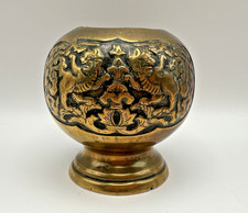 C19th Antique Brass/Bronze Chinese/Asian Incense Burner Censer Repousse Tigers?