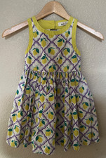 Girls Mini Boden Back Detail Dress / Lavender Lemon Grove / Size 5 - 6Y