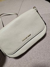 Borsa a tracolla Michael Kors Off White in pelle con logo oro borsa da donna