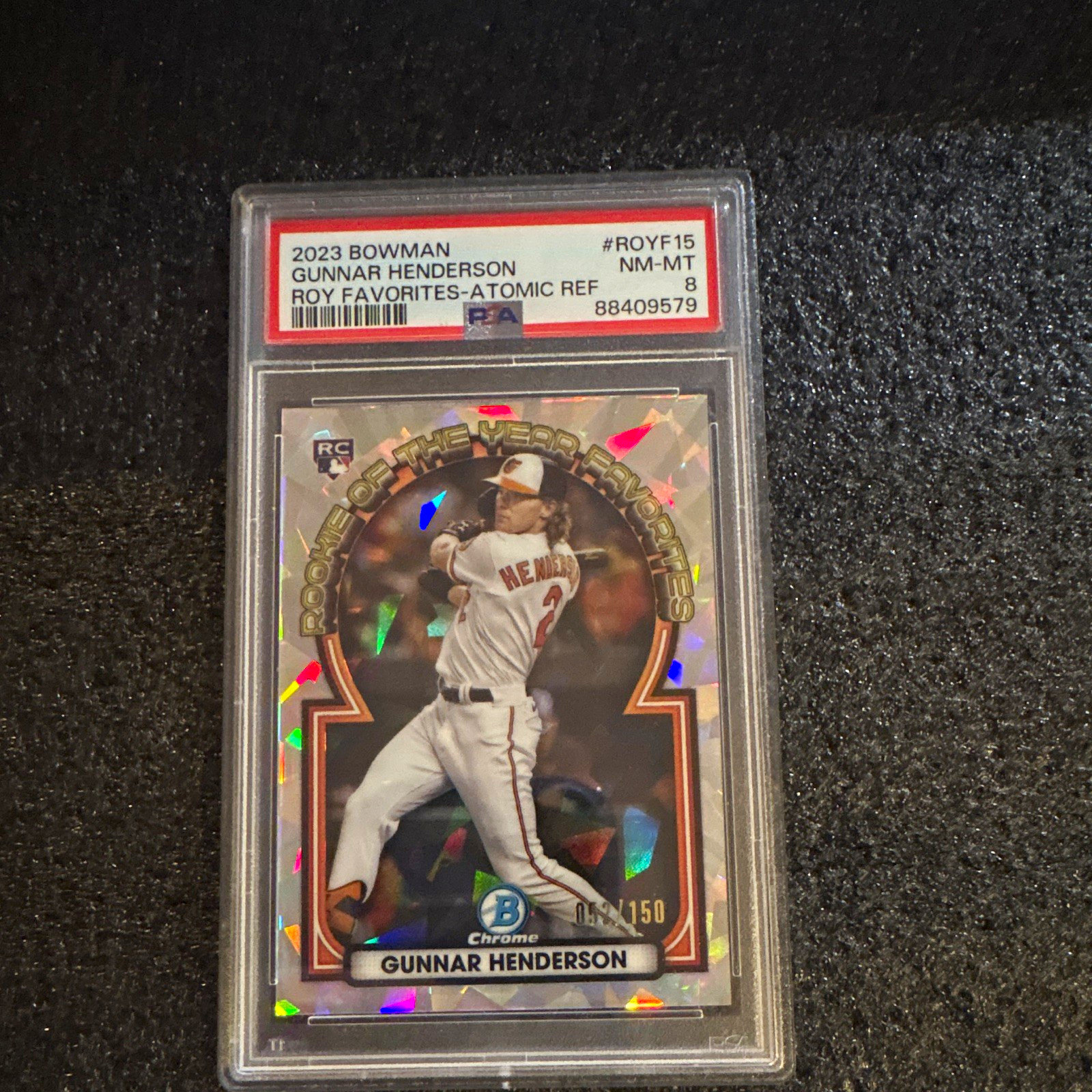 PSA 8 GUNNAR HENDERSON 2023 Bowman ROY Favorites Atomic Refractor /150 ROYF-15