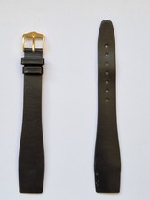 Vintage Hirsch 20mm  Diamond Leather Watch Strap Black Gold Buckle Open Ended