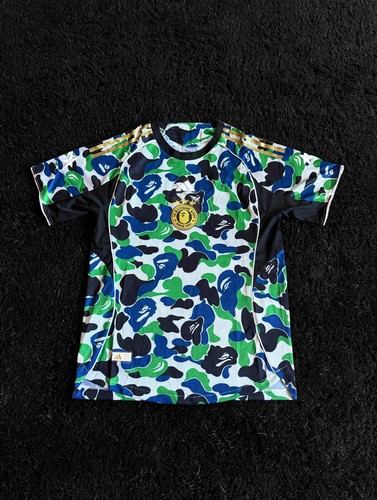 Adidas x A Bathing Ape BAPE Camo Soccer Jersey Men's Large Blue Green Black