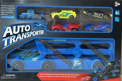 LKW/LKW Transporter mit 3 Schichten + Rampe + Hauler Launcher + 5 Autos Spielzeug