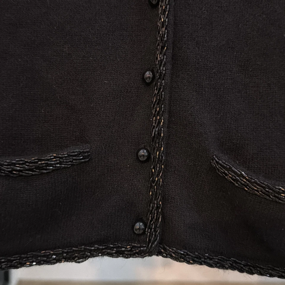 Chaleco De Colección Liz Claiborne Colección Negro Con Cuentas Lana de Cordero y Angora Para Mujer M Foto 3 de 4