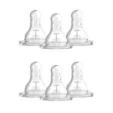 6-Pack Level T Narrow Silicone Nipples for Newborns - Reduced Flow  BPA Free