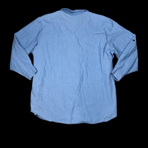 Camicia Koret City Blues Denim Chambray 18W Misto Cotone Ricamata Giardiniere - Foto 5 di 9