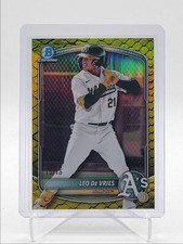 LEO DE VRIES 2025 BOWMAN CHROME DRAFT YELLOW REPTILIAN ATHLETICS /75 Q4879