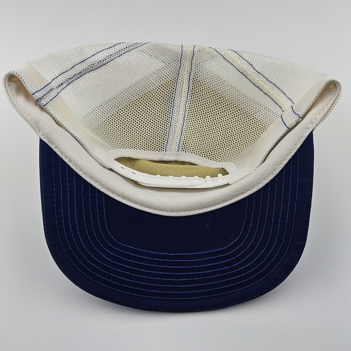 Vintage Industrial Paper & Packaging Corp Trucker Hat Blue White Snapback Mesh View 3