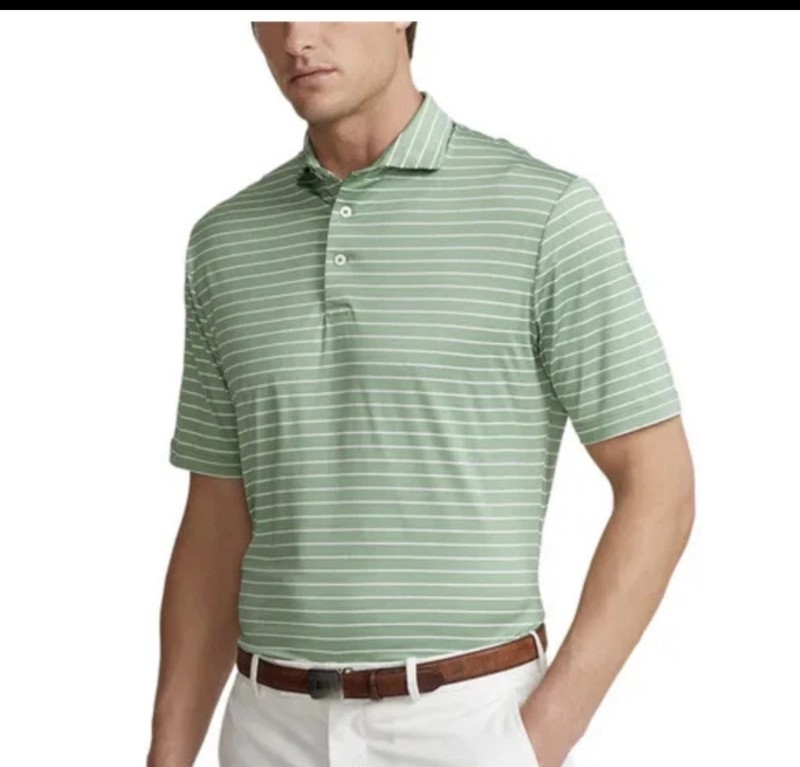 Ralph Lauren Rlx Featherweight Polo Shirt  Men’s  M  Green/Withe 785871493001