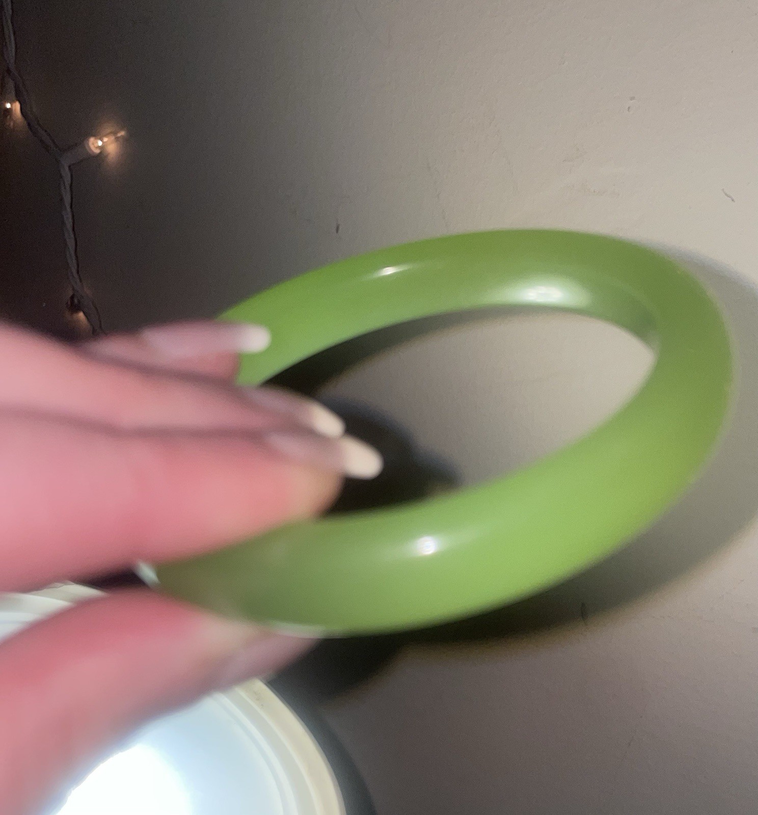 AAAA Natural Pale Green Jade Bangle 62mm Inner Diameter