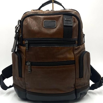 TUMI Alpha Bravo Knox Leder Rucksack 92681DB2 Dunkelbraun Schwarz Stone Washed