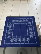 Hardanger Tischdecke ca. 85x85 cm Blau Handarbeit Decke quadratisch Tischläufer