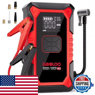 Gooloo A3 Jump Starter Air Compressor 3000A Portable Car Battery Booster 9.0