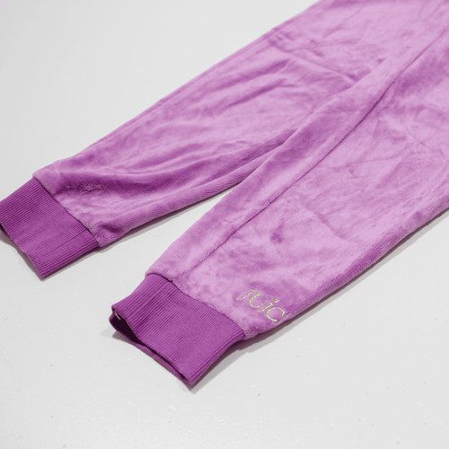 JUICY COUTURE Velvet Trousers Purple Relaxed Tapered Girls W20 L20 - Picture 8 of 8