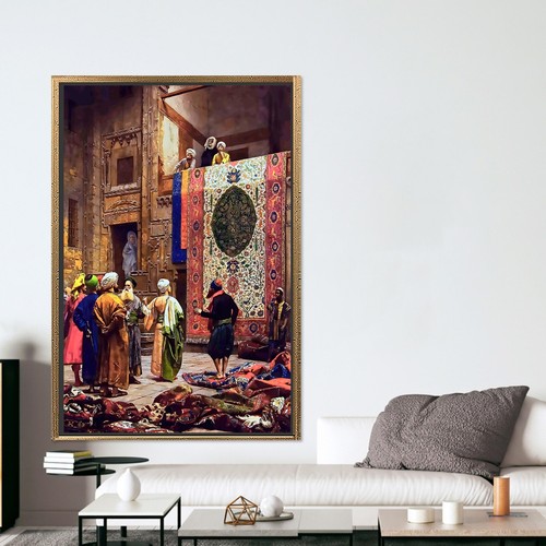 The Carpet Merchant Wall Art, The Rug Market in Cairo Painting Print, Jean-Leon - Picture 11 of 12