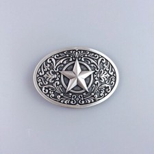 Vintage Silver Plated Southwest Western Star Oval Belt Buckle Boucle de Ceinture