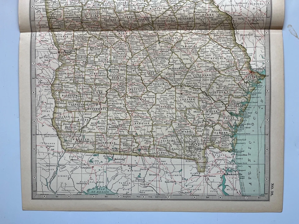 Antique Map of Georgia United States Century Atlas 1907 - Image 3 of 4