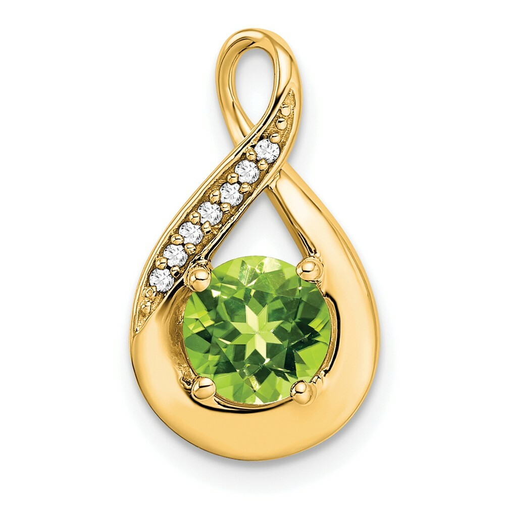 14K Yellow Gold Peridot & Diamond Pendant PM7056-PE-003-YA | eBay