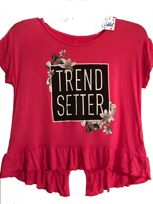 NWT Justice for Girls Trend Setter Ruffle Hi Lo Tee Top U Pick Size NEW