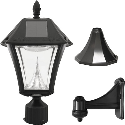 Gama Sonic GS-105FPW-BW Baytown II, Outdoor Solar Light and 3'' Pole Pier & Wa...