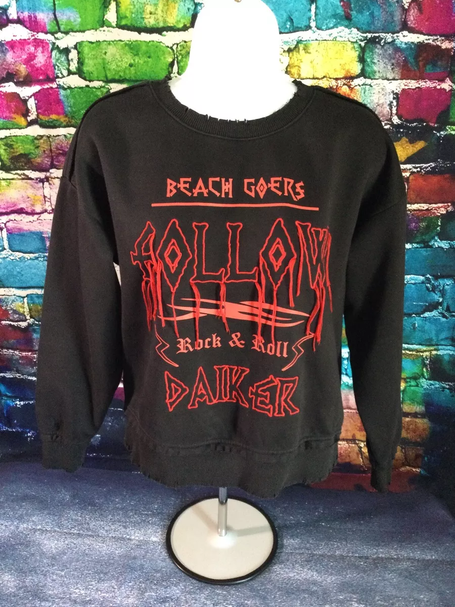 HYSTYL Beach Goers Follow Rock N Roll Women's Tassel Sweatshirt, Sz S