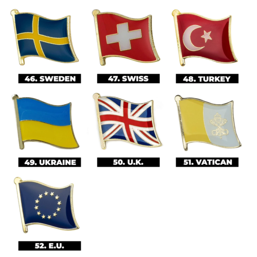 50+ European Countries | National Metal Enamel Flag Pins - Picture 7 of 7