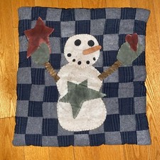 Primitive Farmhouse Christmas SNOWMAN Star Wool Felt Holiday Winter Decor