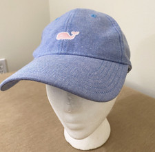 Vineyard Vines Unisex Cap Hat Blue w Whale Logo Spellout on Back Adjustable