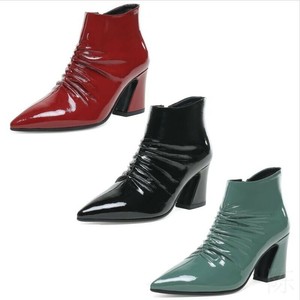 mid heel patent boots