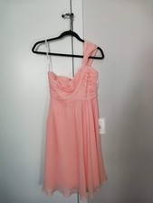 NWT Davids Bridal Short One Shoulder Crinkle Chiffon Dress Black Size 8 NWT